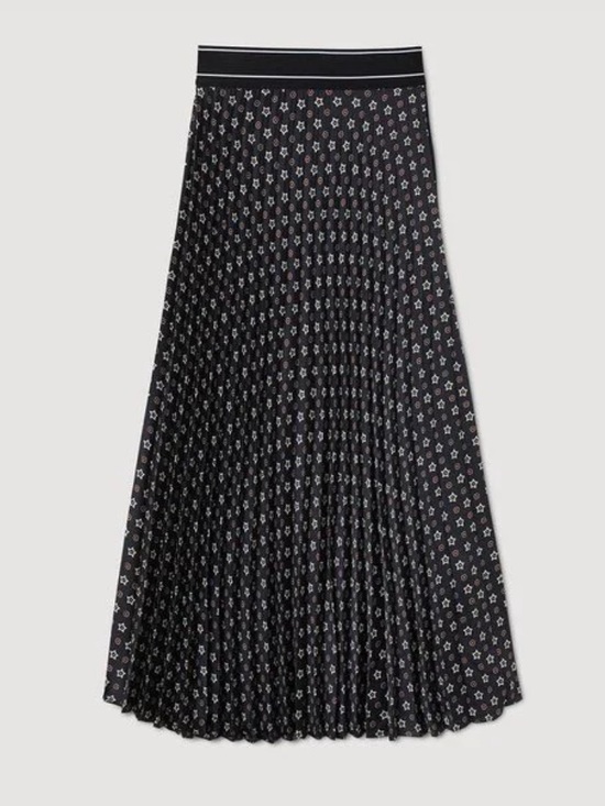 Sandro Dresses & Skirts - Sandro Women's Black Pleated Star-Print Maxi Skirt